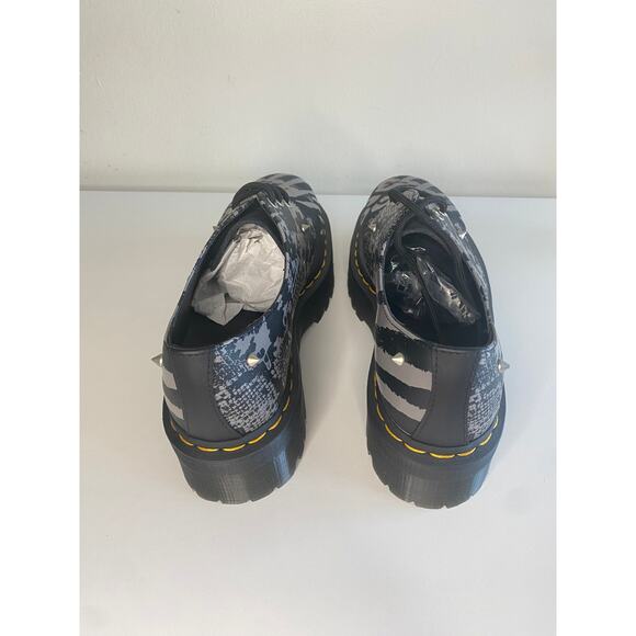 DR MARTENS 1461 OXFORD SHOE LEATHER SUEDE BLACK PUNK ANIMAL STUD QUAD PLATFORM - Picture 7 of 12